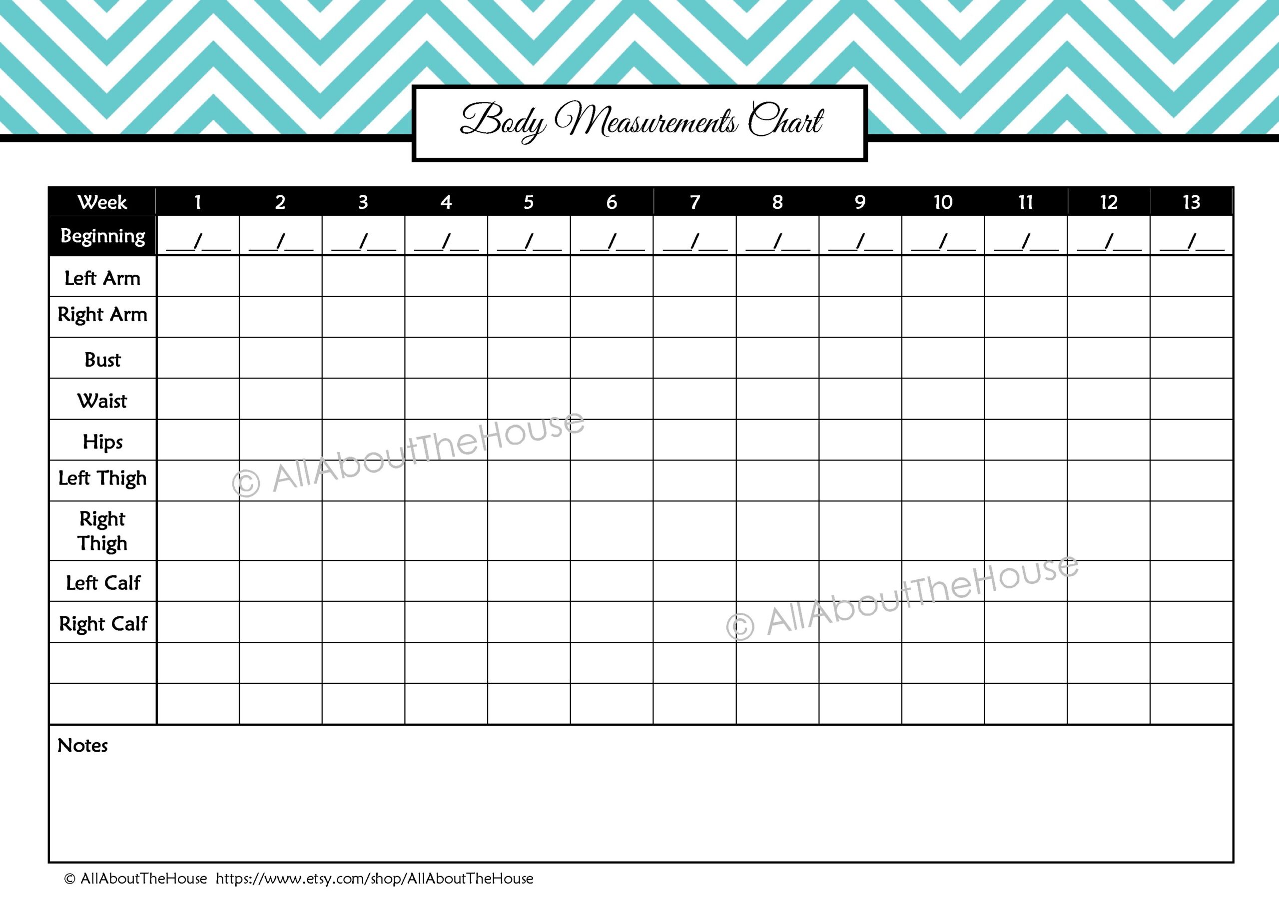 Weight Loss Measurement Chart