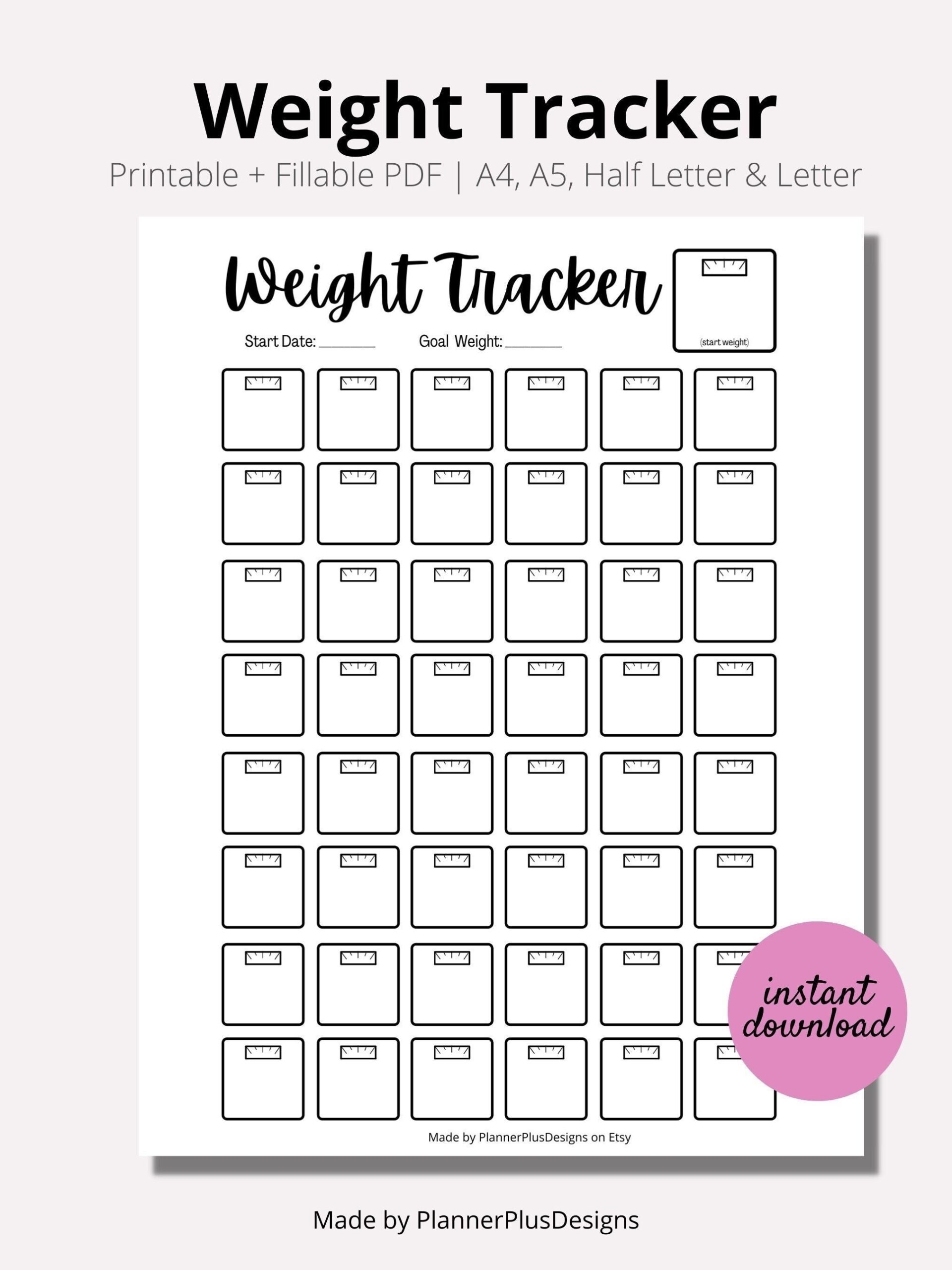 Weight Loss Tracker Journal Printable Weight Loss Chart Weight Loss Goal Tracker Week Weigh In INSTANT Download PDF A4 A5 Half LETTER Etsy Finland