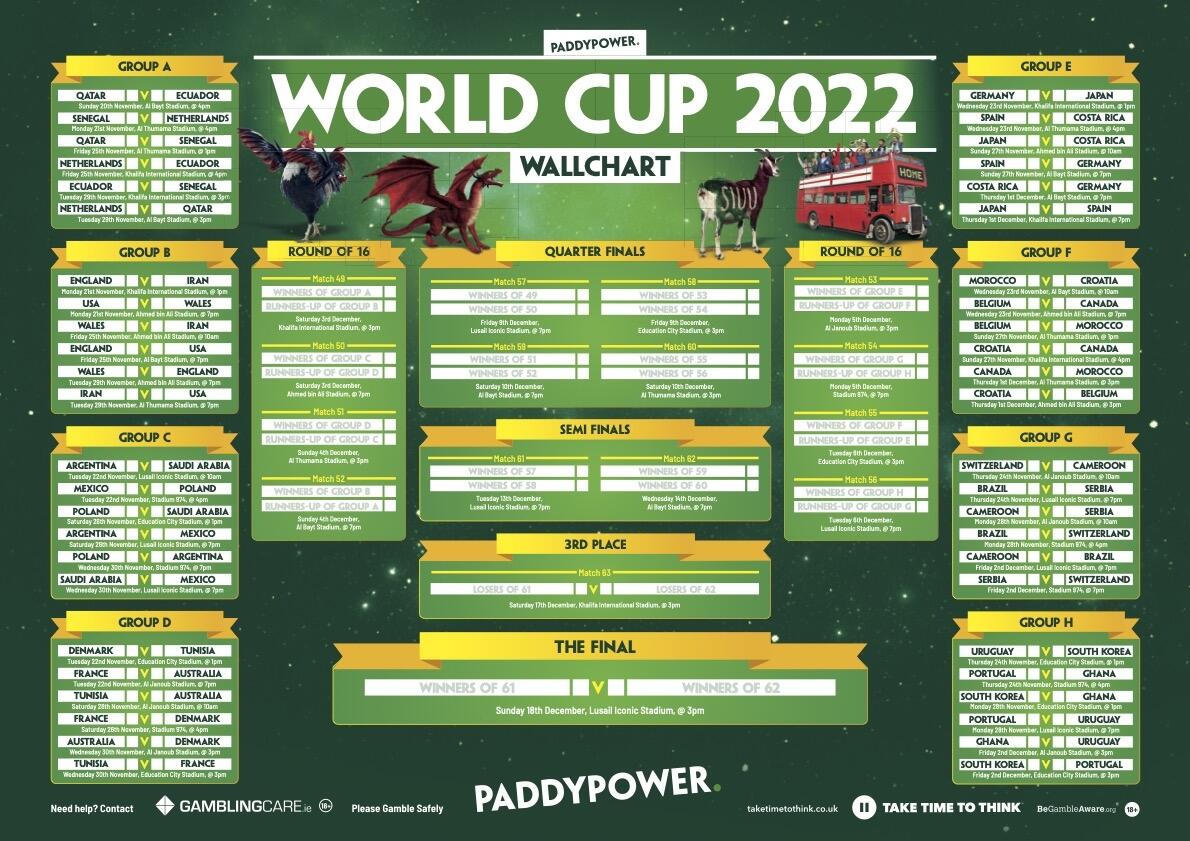 World Cup Wallchart Download Paddy S Qatar 2022 Fixtures Guide Paddy Power News