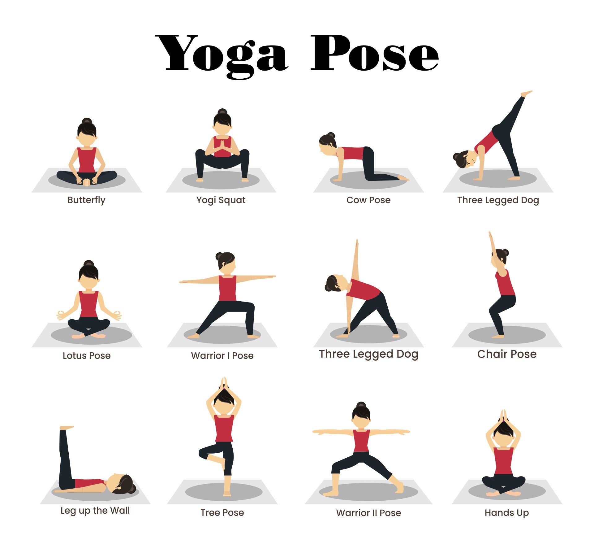 Yoga Poses Chart 10 Free PDF Printables Printablee